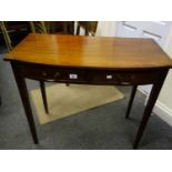 Georgian style bow fronted sofa table with 2 small drawers to the front, tapering supports