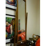 Oak Cheval mirror and 1 other dressing table mirror, similar period