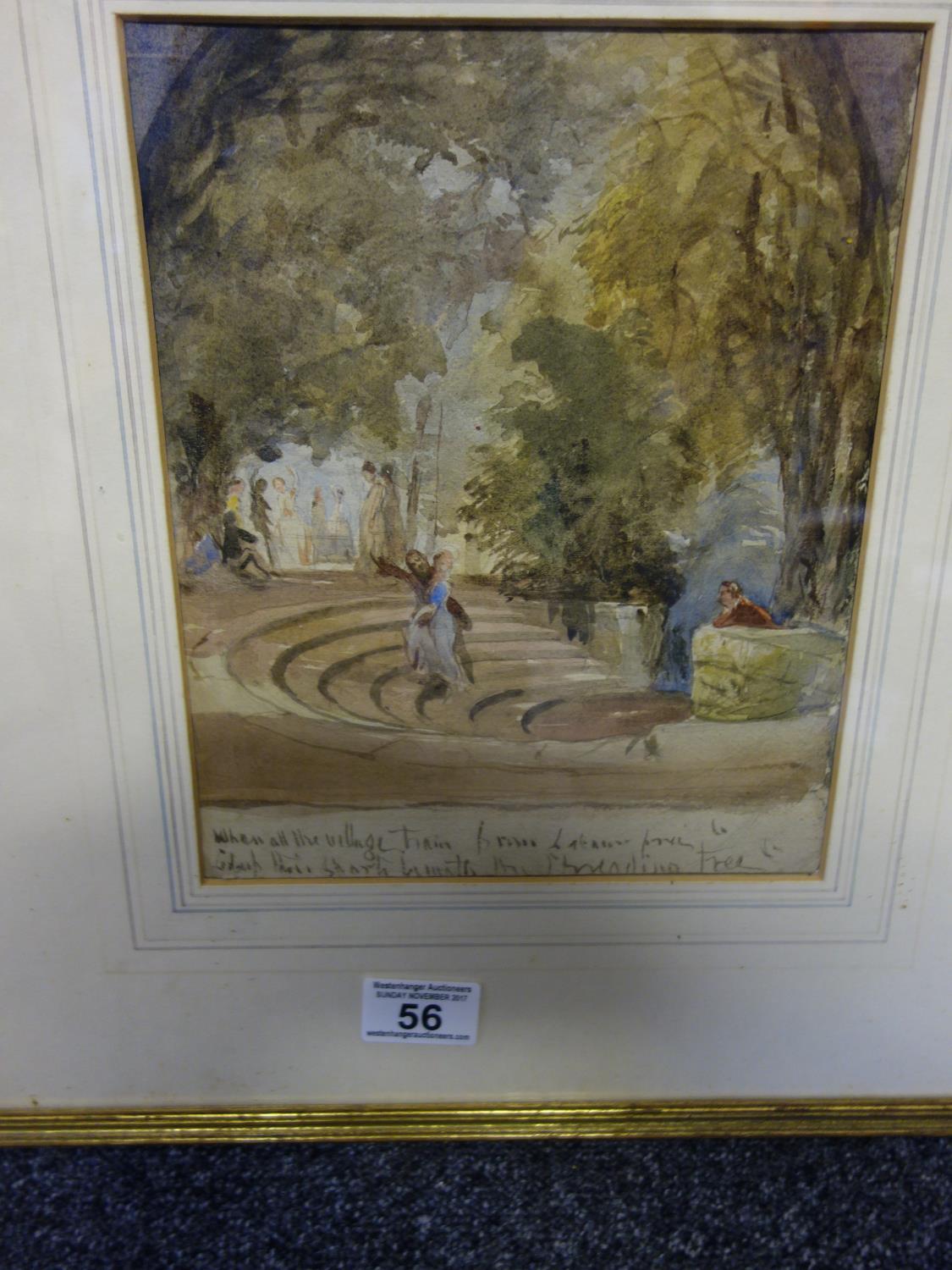 Framed & Glazed watercolour by John Fully Love, classical figures under a tree with artist