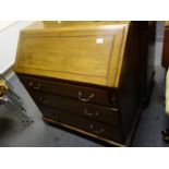 Mahogany Georgian Bureau, on bracket supports, fall front above a cluster of 3 graduating long