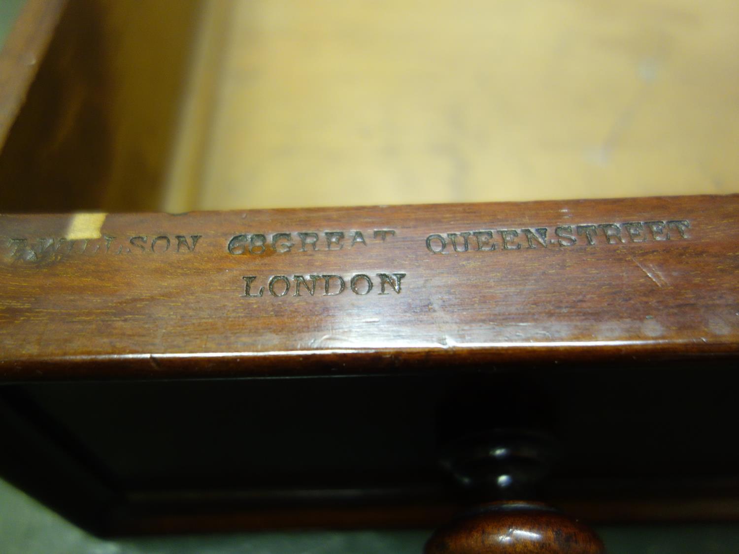 Georgian mahogany PARTNERS desk c1830 stamp Makers : T m . Wilson 68 Queen St.london - Image 6 of 11