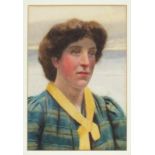 Ralph TODD (1856-1932), Watercolour, 'A Newlyn Lass' - head and shoulder portrait of a woman,