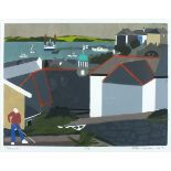 * Peter DAVIES (b.1953), Linocut, 'Falmouth', Inscribed in pencil, numbered 2/5 and dated 2012,