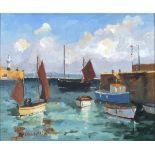 Eric WARD (b.1945), Oil on canvas board, 'Afternoon at St Ives', Inscribed & signed on label to