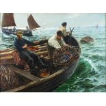 Charles Napier HEMY (1841-1917), Oil on canvas, 'Land's End Crabbers', Inscribed on label to