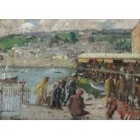 Harold C. HARVEY (1874-1941), Oil on canvas, The Fish Market, Newlyn Harbour, Signed & dated 1939,