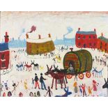 * Simeon STAFFORD (b.1956), Oil on board, 'The Horse Sales', Inscribed to verso, Signed, 15.25" x