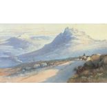 Thomas HART (1830-1916), Watercolour, Welsh mountain scene with horse & cart in foreground,