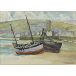 H* ALEXANDER (19th/20th Century English School), Watercolour, Beached Boats St Ives low tide,