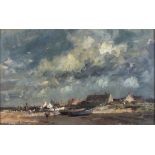 * Edward B. SEAGO (1910-1974), Oil on board, 'Beach Scene on the Suffolk Coast', Inscribed in