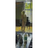 Ken HOWARD (b.1932), Oil on canvas, 'Sarah at Oriel' - model in the artist's studio, Inscribed &