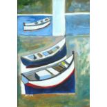 †Attributed to Jack PENDER (1918-1998), Oil on board, 'Penzance Boats, Inscribed, signed with