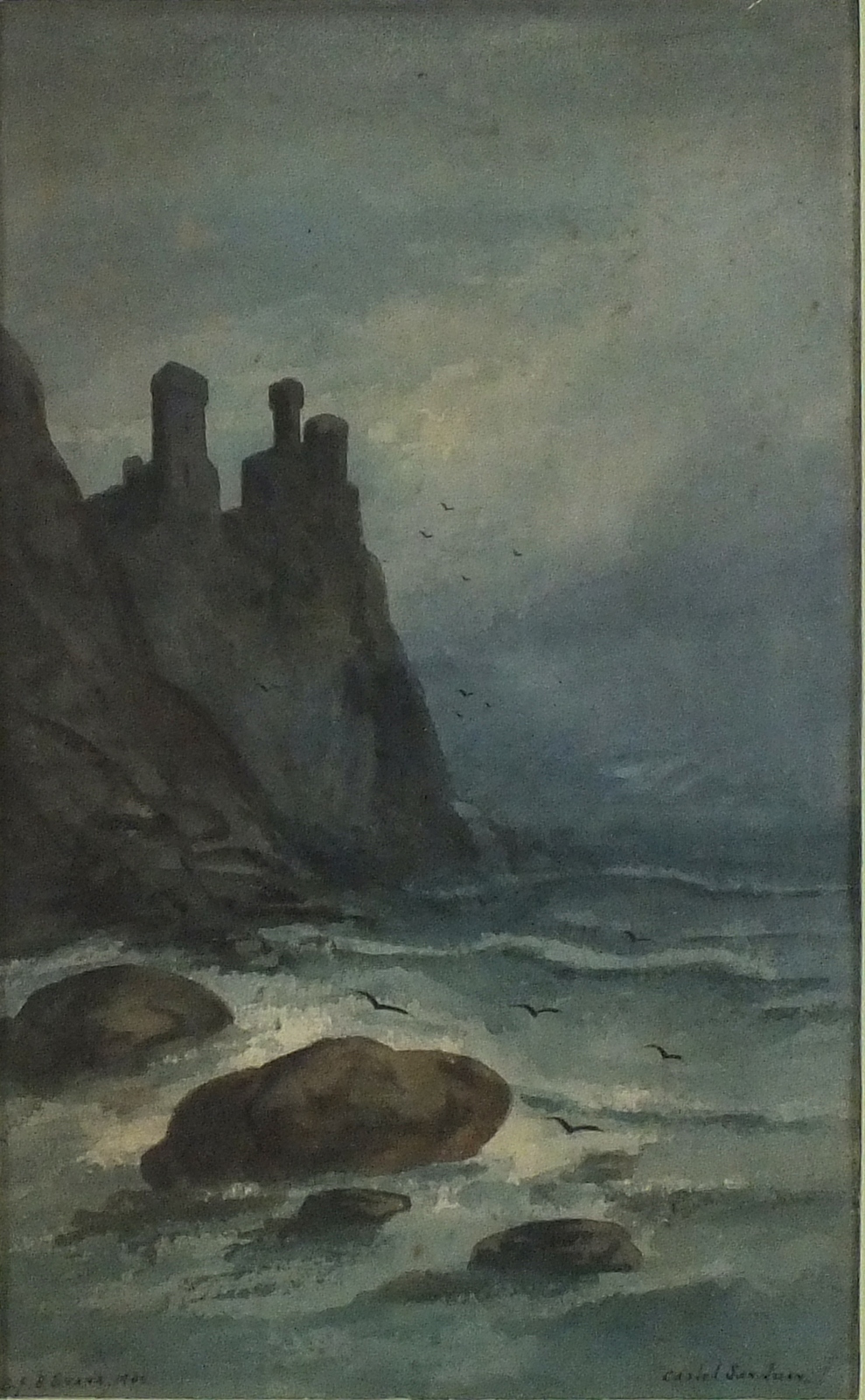 E* J* B* EVANS (Active 1900-1920), Watercolour, 'Castel San Juan' - stone fortress viewed from