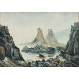 † George WILSON (19th Century English School), Watercolour, 'Bedruthan Steps' N. Cornwall,