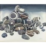 †Derek JENKINS (Truro Artist), Watercolour, Still life - Pebbles from the Beach, Signed, 15.25" x