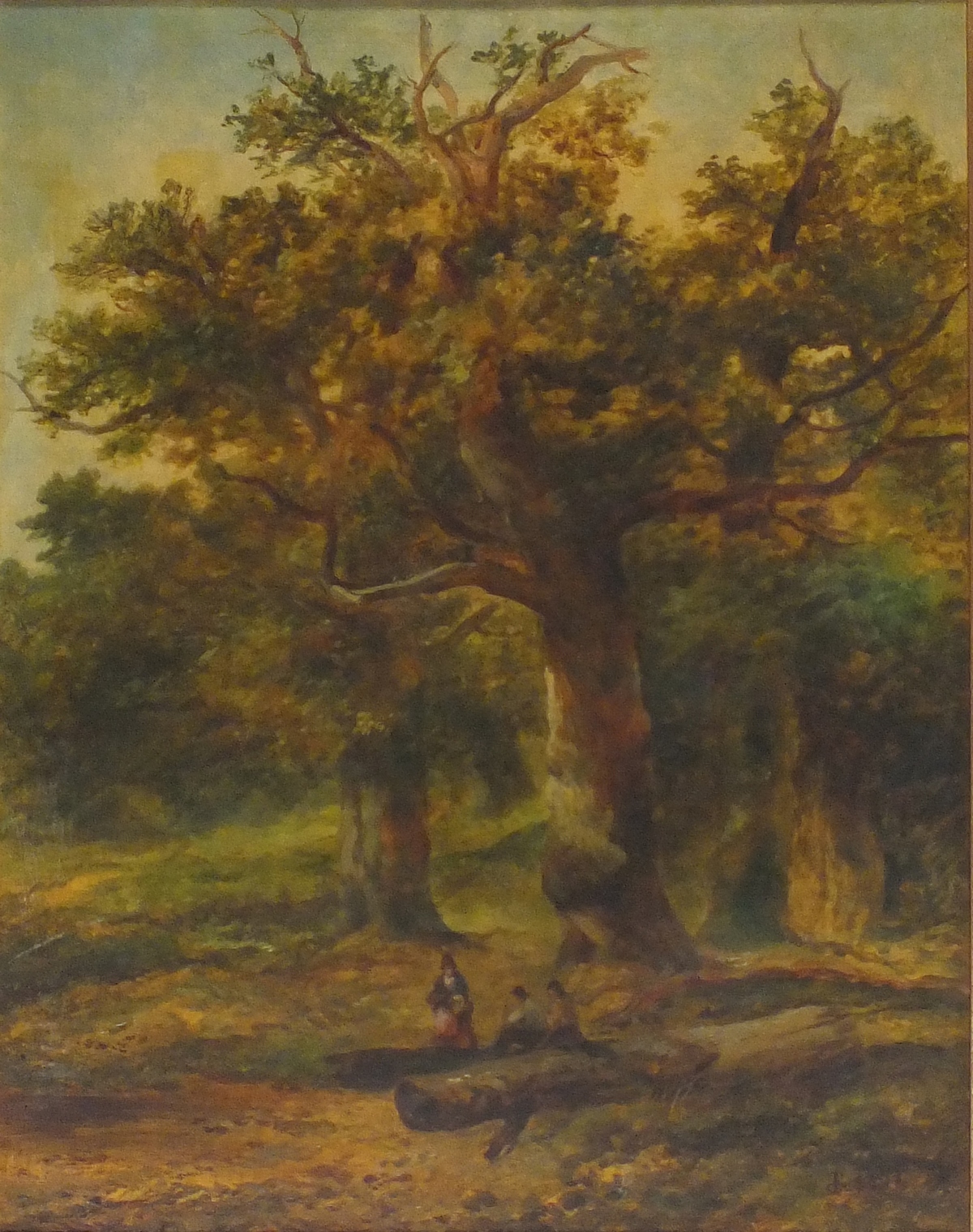 R* S*?, 19th Century English School, Oil on board, Woodcutters at Rest in the Forest, Signed with