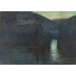 Herbert E. BUTLER (1861-1931), Pastel & watercolour, Fishermen returning at Dusk, Polperro