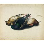 W* DADSON(?), 19th Century English School, Watercolour, Study of three dead Songbirds - Thrush,