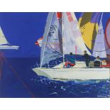 †Alan FURNEAUX (b.1953), Acrylic on board, Racing Boats, Brighton, Signed & dated (19)97, 20" x