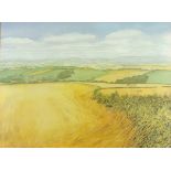 †Su GOODCHILD (20th Century English School), Watercolour, Panoramic Summer landscape, Signed &