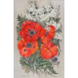 †Gwen RAYNER (20th / 21st Century British School), Watercolour, Still Life - Poppies and