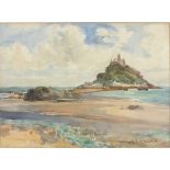 †Sidney James BEER (1875-1952), Watercolour, View of St Michael's Mount from Marazion, Signed, 10.