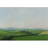†John MILLER (1931-2002), Oil on canvas, 'Carn Brea' - Cornish landscape, Inscribed to verso,