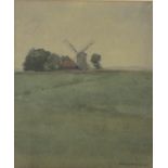 J. P. MALCOLM (Exhibited 1900-1933), Watercolour, Rural Landscape with Windmill, Signed & dated (