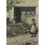 Frederick MILLARD (1857-1937) (Newlyn School), Oil on board, 'The Daily Chores' - children before