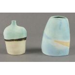 20th Century British School, Pottery slab sided Vase, blue and cream matte glaze with a brown