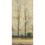 Late 19th / Early 20th Century English School, Watercolour, Town Houses viewed through Trees (