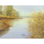 †Su GOODCHILD (20th Century English School), Watercolour, Quiet River Landscape, Signed & dated