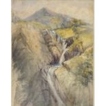 †Samuel John Lamorna BIRCH (1869-1955), Watercolour, Rushing Quarry Stream, Hill landscape, Signed,