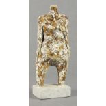 20th Century British School, Woman's torso ceramic with treacle and white speckled glaze, 7" (