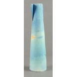 20th Century British School, Tapering pottery Vase, the narrow neck with flanges of graduated blue