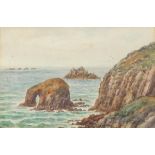 †Thomas Herbert VICTOR (1894-1980), Watercolour, 'Land's End' - Enys Dodman, The Armed Knight and