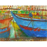 †Jim WHITLOCK (b.1944), Gouache, 'Fishing Boats Sri Lanka', Inscribed, signed & dated (20)13 on