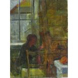 Pat ALGAR (1939-2013), Oil on board, Self portrait of the artist with still life, Studio Stamp to