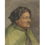 Frederick James McNamara EVANS (1859-1929), Watercolour, Portrait of an Elderly Woman, Inscribed