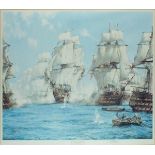 † Montague J. DAWSON (1895-1973), Colour print, 'The Battle of Trafalgar', Signed in pencil on the