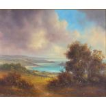 †Richard BLOWEY (b.1948), Oil on canvas, View from Gulval to St Michael's Mount, Signed, 15.5" x