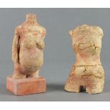 British School, Female Torso sculptured ceramic with a red glaze, 5" (13cm) high, Together with