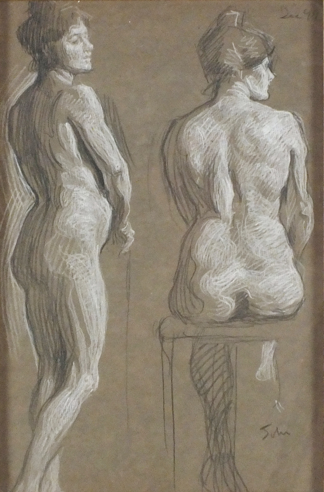 †Augustus Edwin JOHN (1878-1961), Pencil & chalk, Two Studies of a Female Nude, Signed & dated