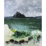 Elaine OXTOBY (b.1957), Acrylic on board, 'Salt 'n' Spray at Mounts Bay', Inscribed & signed to