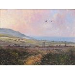 †Richard BLOWEY (b.1948), Oil on canvas, View of Zennor Village from across the Moor, Signed &