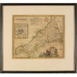 Thomas KITCHEN (1718-1784), 18th Century engraved Map with hand colouring, 'Cornwall Drawn From An