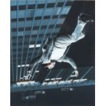 †Michael CODD (b.1938), Gouache, 'The Fall' - Suited Man falling from a Multi-Storey Building,