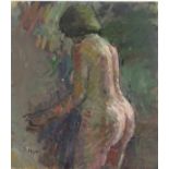 Pat ALGAR (British 1939 - 2013) Portrait of a Standing Female Nude, Oil on board, Signed lower left,