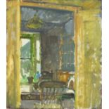 Pat ALGAR (British 1939 - 2013) Dining Room Interior Wesley Place, Oil on board, Signed and