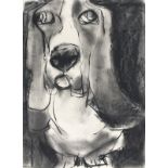 Valerie DAVIDE (British 1938-?) (St Ives Society of Artists) Portrait of a Basset Hound, Charcoal